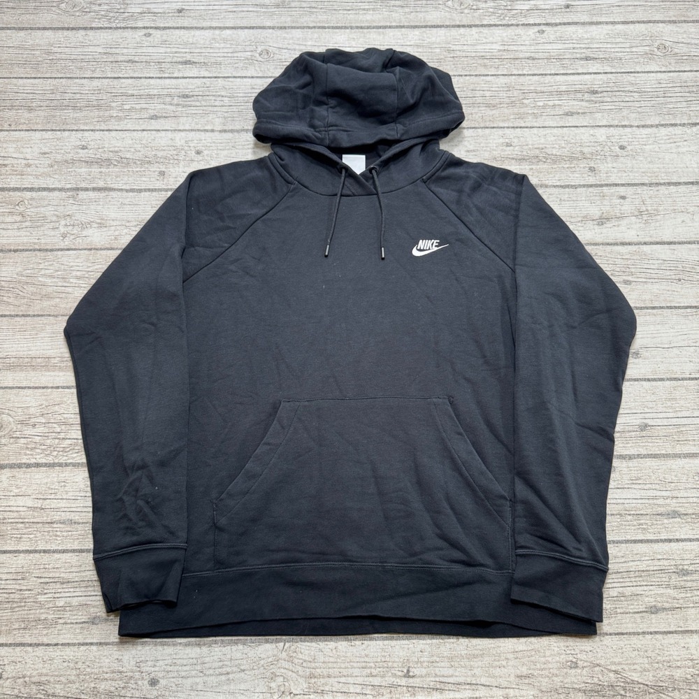 Nike Hoodie Men's Large Black Oversized French Terry Futura Pullover Sweatshirt